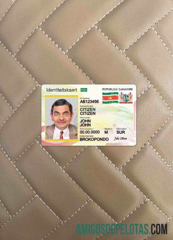 Suriname ID Card olhar de foto frente amostra